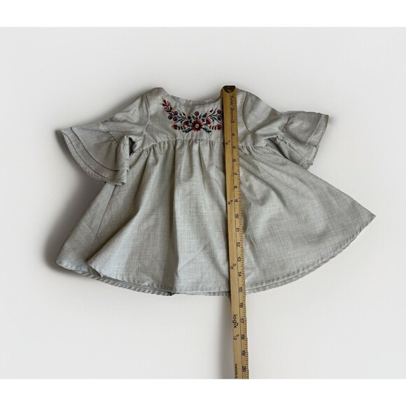 Tommy Bahama Girls Dress Floral Embroidery Size 18M Lined Flutter Sleeve Button - Picture 4 of 8